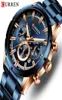 Наручные часы Curren Men039s Часы с синим циферблатом из нержавеющей стали и датой Мужские деловые мужские часы Водонепроницаемые роскошные мужские наручные 7459108