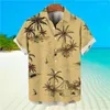 Camisas casuais masculinas Camisa masculina Botão da praia 2023 Hawaiian Man Prints 3D