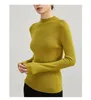 女性用セーターフォールウィンターボトムシャツのための繊細な細かいシームレスフル形成ニットウェアメリノウールタートルネックベーシックスリムプルオーバー