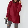 Kvinnors tröjor Vintage Harajuku Long Top 2023 Autumn/Winter Fashion Solid Color Plush Sleeve Pocket Löst huva tröja