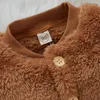 Vestes vêtements d'extérieur en peluche pour bébé enfants filles garçons hiver à manches longues polaire couleur Pure manteau Cardigan avec bouton mode enfants