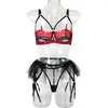 Sexy Set MUZISKAT Luxury Lingerie Tulle Embroidery Women Nice Sexy Underwear 3 Piece Lingerie Set with Garter Summer Sexy Bra Set P230428