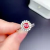 Cluster Rings Luxury Ruby Silver Ring For Party6mm 4mm Natural 925 Sterling Jewelry Gift Woman