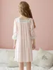 Pajamas Children Girls Pink Princess Dress Sleepwear Square Neck Sleepshirts Vintage Kids Lace Nightgown Summer Girl Cotton Nightdress 231128