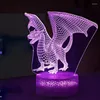 Nachtverlichting Nighdn 3D Illusion Dinosaur Lamp Licht voor jongens kleurrijke LED Decoratie Dragon Toy Kids Birthday Christmas Gifts