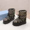 Snow Boots Designer Nylon Ski Bootie Gabardine Boots Women Chunky Winter Warm Top Quality Triangle Booties