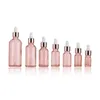 Flacone contagocce in vetro rosa 5-100ml Aromaterapia Liquido Essenziale Tubi per profumo di base Pipetta per olio da massaggio Bottiglie riutilizzabili Larsc