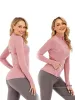 Lu-001 Frauen Yoga Outfit Sportjacke Stand-up-Kragen Halbzittere Langarm Langarmdes Yogas-Hemd Fitnessstudio Dämmerathumates Mantel Fitnessstudio Kleidung