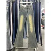 Damenjeans, ausgewaschen, Vintage-Stil, Distressed-Flare-Hose, Denimblau, weites Bein, hohe Taille, Do Old, volle Länge, Damen, Y2k-Chic