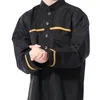 Roupas étnicas Meninos Robes Muçulmanos Arábia Saudita Dubai Qatar Cor Sólida Botão Stand Collar Camisa Longa Abaya Vestido Islâmico