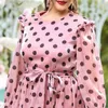 Casual Dresses Stylish Ruffle Dress For Women Muslim Middle East Summer Vacation Maxi Elegant Polka Dots Dre Drop