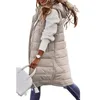 Gilets pour femmes Femmes Gilet Manteau Sans Manches Hiver Élégant Rembourré À Capuche Slim Fit Avec Fermeture À Glissière Pour Le Froid