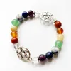 Strand 7 Chakra Healing Crystals Bracelet 8mm Natural Meditation Stone Ies Confidant Beaded OM Lotus