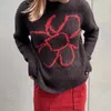 Kadın Sweaters Kadınlar Sonbahar ve Kış Vintage Yün Karışık Knited Ezirme Tığ işi çiçek desen kazak 231127