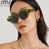 Солнцезащитные очки, модные панк-кошачьи глаза для женщин и мужчин, роскошные дизайнерские уникальные солнцезащитные очки с цветком, женские тренды UV400, очки De Sol Oculos