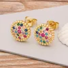 Stud Earrings Trendy Gold Copper CZ Zircon Tiny Elegant Eternity Round Jewelry For Women Party Wedding GiftStudStudStud