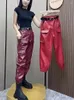 Pantaloni da donna Cargo Pelle Autunno Inverno Classico Dipartimento scuro Tendenza moda Tasca Decorazione Allentato Oversize 4XL