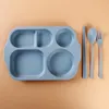 Cups Dishes Utensils Wheat Material Children's Sectional Dinner Plate Separated Child Food Plates Kids Dinnerware Tableware Tray Baby Dishes 230428