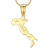 Chains Stainless Steel Map Necklace For Women Men Spain Africa Italy Pendant Clavicle Jewelry Chain