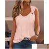 Womens T-Shirt T Shirts 2023 Spring Summer Y Simple Metal Buckle V-Neck Sleeveless Solid Color Sweet Vest Drop Delivery Apparel Clothi Dhrz3