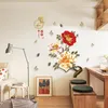 Wall Stickers 3D Peony Chinese Style DIY Art Decal Decoration Romantic Flower Decals Mural Wallpapers
