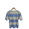 Designer Summer Women T Shirt MR2023 Summer Versatile Simple Daily Round Neck Contrast Stripe Sleeve T-Shirt Top Women