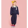 Clothing Sets Girls Tops Pants 2023 Autumn Winter Printed Dogs Navy Blue Sailor Collar Cute For Clothes