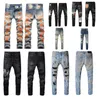 Projektant męscy jeans High Street Hole Star Patch Men Womens Damens Amirs Star Hafdery Panelu rozciągającego się Slim Fit Spodery Jean Spodnie