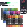 12/24/60/120/132 Farben Marker Stifte Zeichnen Malen FineLiner Dual Tips Pinselstift für Aquarell Kalligrafie Künstlerbedarf P230427
