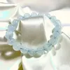 Strang Damen Herren Armband Natur Aquamarine Rund 11-12 mm Perlen 19 cm/Stück Nicht Glas Wirklich Kristall Für Geschenk Gefärbte Farbe