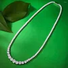 Łańcuchy Vinregem Sparkling Lab stworzyło Sapphire kamień szlachetny naszyjniki łańcucha tenisowego dla kobiet 925 srebrna biżuteria