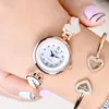 Zegarstka na rękę Mash Marka JW Quartz Watch Women luksusowe różowe złoto kryształowe bransoletki zegarki dla kobiety