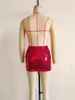 Saias MESTTRAF Mulheres 2023 Moda Y2K Rosa Vermelho Brilhante Lantejoulas Mini Saia Vintage Cintura Alta Zíper Feminino Streetwear