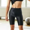 Shorts pour hommes sans couture sexy mi-hauteur hommes brillant glace soie fitness élégant slim fit gym tenue quotidienne