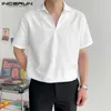 Camisas de vestido masculinas camisa masculina lapela de manga curta Casual Casual Men Rous