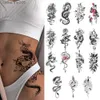 Tattoos Colored Drawing Stickers 15pcs Waterproof Temporary Tattoo Sticker Black Dragon Snake Tiger Lion Wolf Animal Totem Women Men Sexy Waist Arm Fake TattoosL23