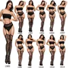 Femmes chaussettes Sexy cuisse haute bas pour érotique ouvert entrejambe dentelle Lingerie jarretière résille collants femme S12