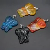 Pendentif Colliers Naturel Pierre Forme d'éléphant Exquis Agates pour la fabrication de bijoux DIY Collier Accessoires Reiki Guérison CadeauPendentif