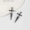 Stud Gothic Kinitial Sword Earrings Vintage Cool Punk Crystal Ear Jacket Goth Dagger Earrings Jewelry Gift For Women YQ231128