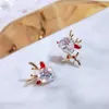 Stud Mini Exquisite Silver Plated Copper Women Earings Simple Flower Deer Sweet Teen Stud Earrings Pierced Korean Earrings Jewelry W0428