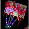 Party Decoration LED GAFT LIGHT UP Glowing Red Rose Flower Wands Clear Ball Stick For Wedding Valentines Day Atmosphere Decor Drop DH4TB