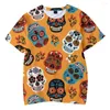 Camisetas masculinas Day of the Dead Shirt 3D Children's Wear Short Fashion Summer Summer S-Sleeved Trend Trend Casual Casual