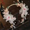 Festleveranser söta Hanfu Fairy Headdress Pearl Flower Tassel Buyao pekband Bride Hairpin Hair Accessories Cosplay Princess Headwear Hoop