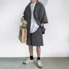 Menina de traje coreano de estilo coreano Jaqueta de terno e shorts sólidos finos de manga curta, que combina com o verão de moda de tamanho grande 230428
