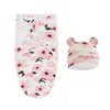 Filt Swaddling 2st Cotton Born Sleepsack Baby Swaddle Wrap Hat Set Spädbarn Justerbar född sovväska Muslin 06m 231128