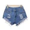 Kobiety damskie kobiety jean dżins krótki prosty frędzla Tassel Summer Femme push up chuda szczupła krótka#g3