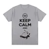 Camisas masculinas T-shirt do sono Keep Clam and Carry On Vintage Cotton Men Shirt T-SHIRT Womens Tops