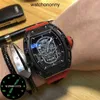 Designer Ri Mlies Luxury Watchs Men's Watch Mechanical Hollowed Automatic Out Skull Diamond Inlaid Personlig mode Lysande tidvatten Tejp Vattentät hög kvalitet