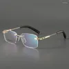 Lunettes de soleil Vazrobe Titanium Rimless Lunettes Cadre Hommes Mode Or Gris Lunettes Mâle Optique Myopique Prescription Lunettes Anti Bleu