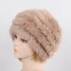 BeanieSkull Caps Femmes Tricoté Réel De Fourrure De Lapin Chapeaux Dames Hiver Chaud Moelleux Véritable Fourrure De Lapin Casquettes En Plein Air Bon Bonnet De Fourrure Élastique 231128